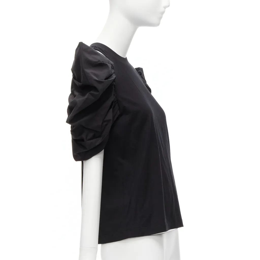 Alexander McQueen Puff Sleeve Top Black Cotton Never worn, with tag - Model View