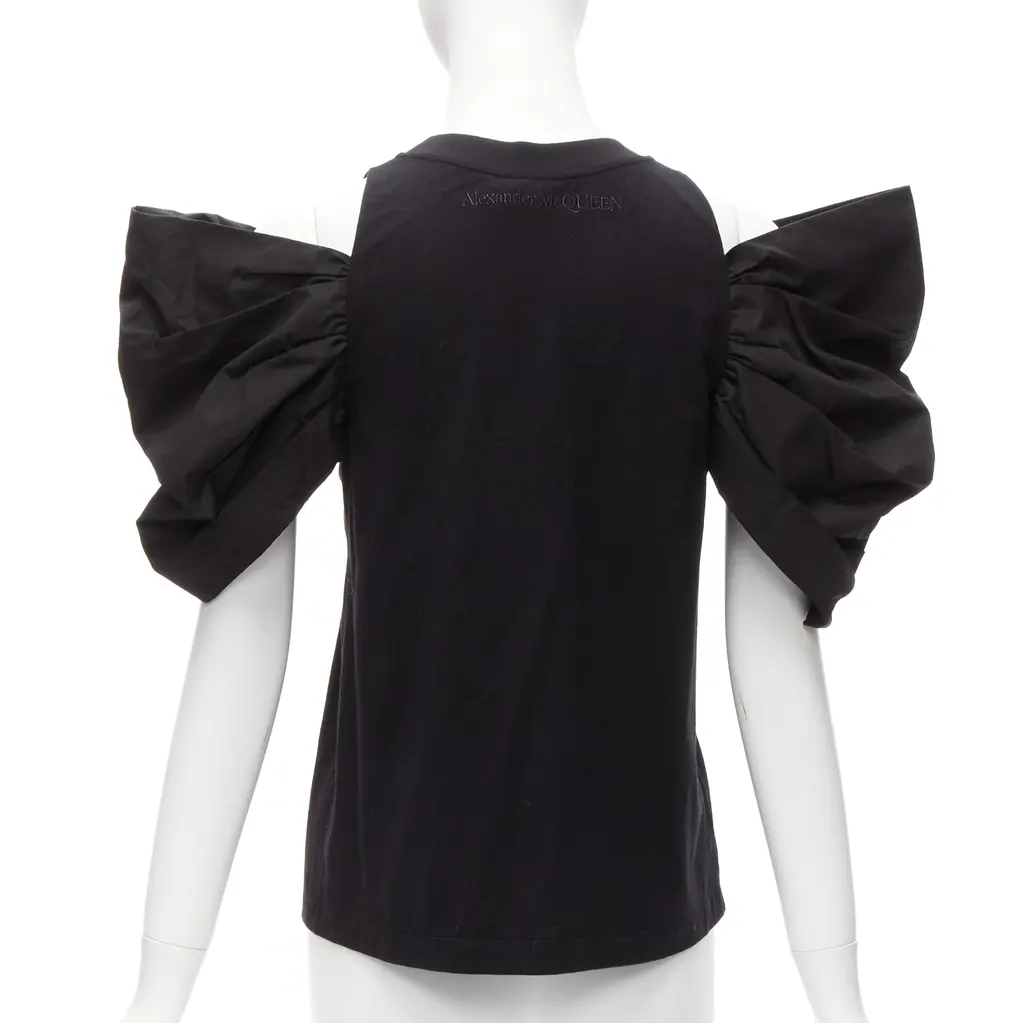 Alexander McQueen Puff Sleeve Top Black Cotton Never worn, with tag - Box View