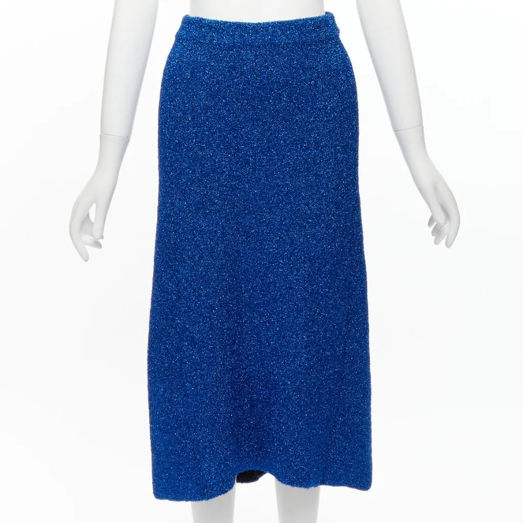 Balenciaga Metallic High Low Skirt Blue Polyester Never worn - Front View