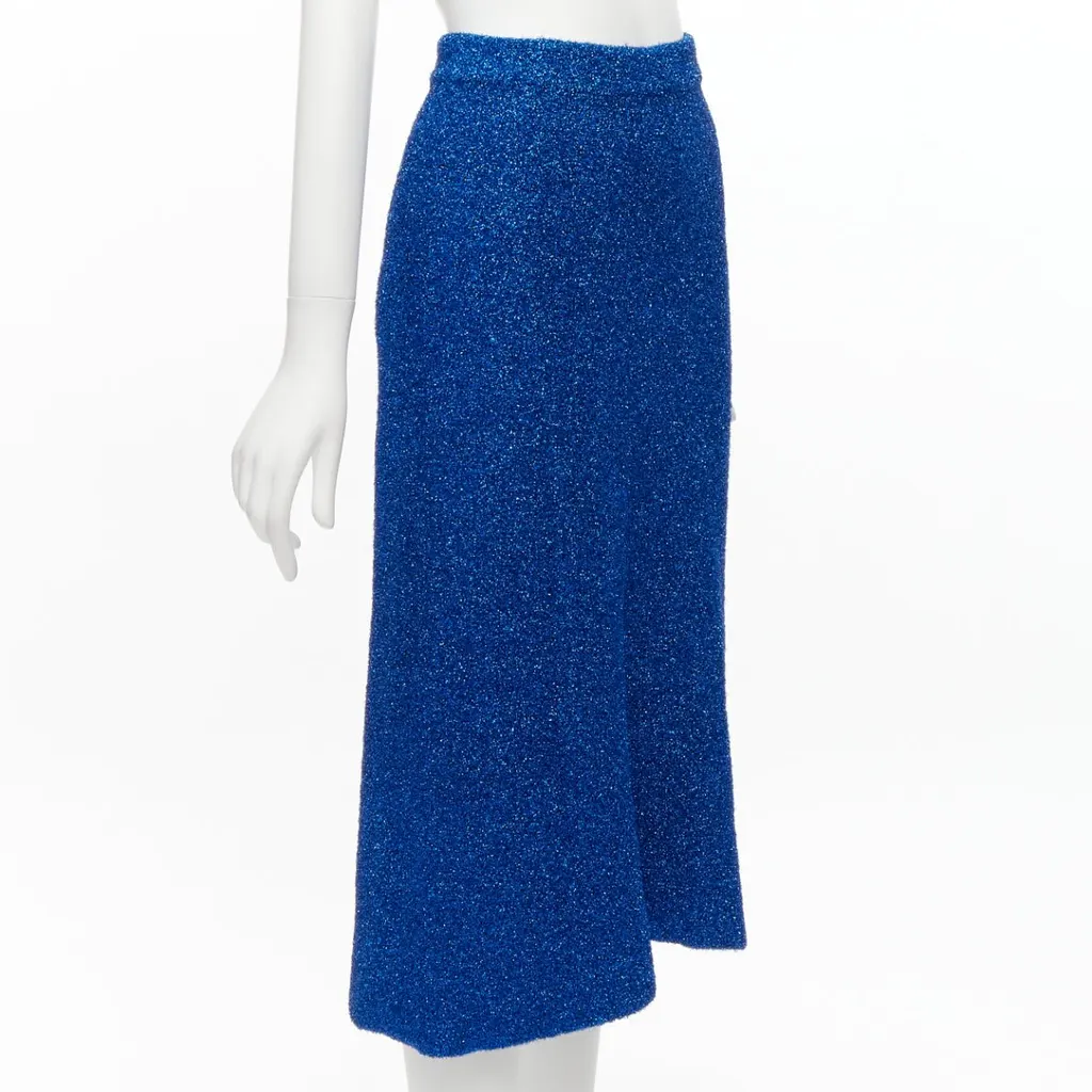 Balenciaga Metallic High Low Skirt Blue Polyester Never worn - Inside View