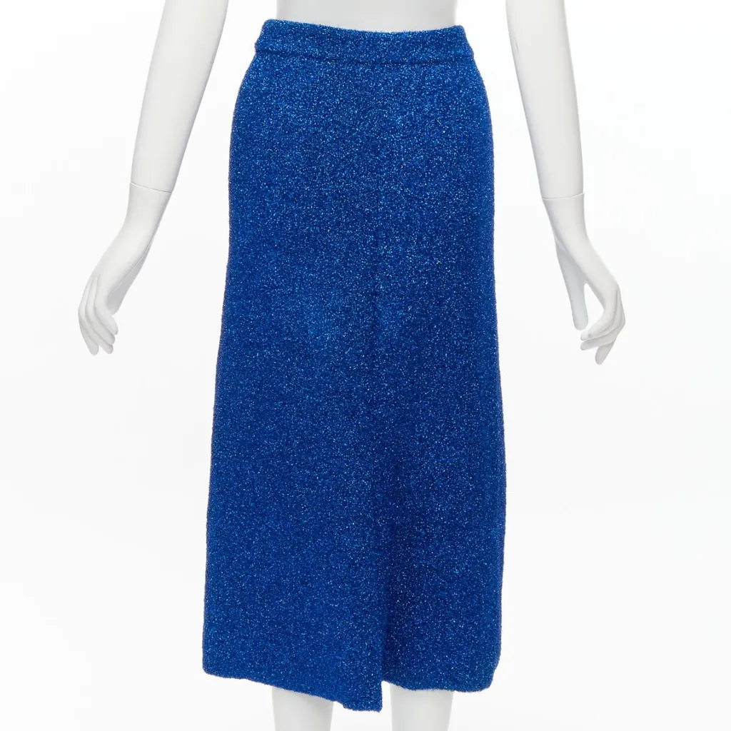 Balenciaga Metallic High Low Skirt Blue Polyester Never worn - Box View