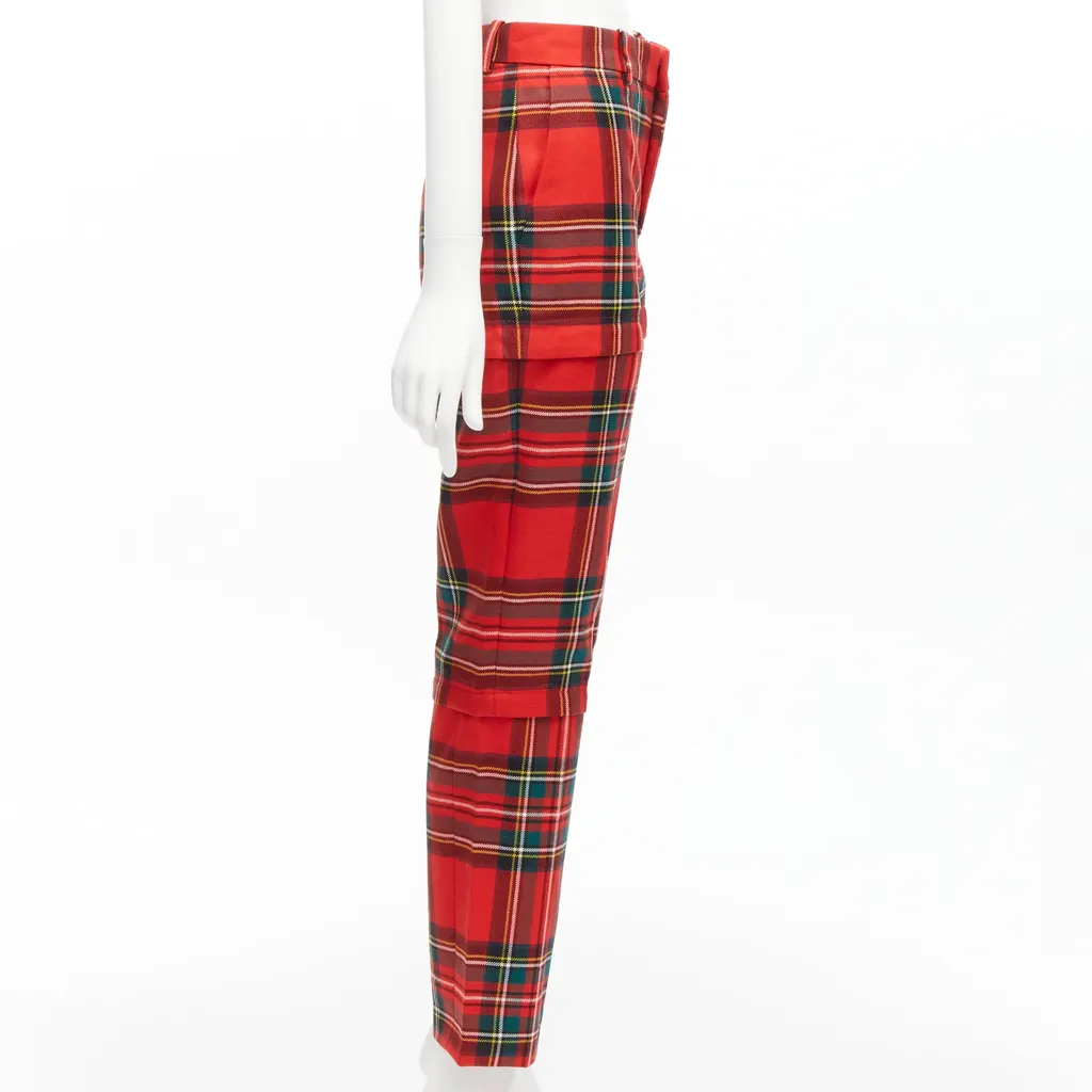 Balenciaga Punk Zipper Pants Red Wool Never worn - Model View