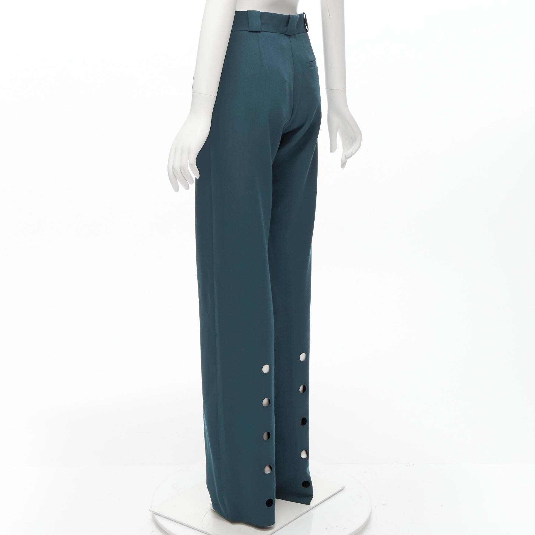 Vetements Green Cutout Pants - Detail 1