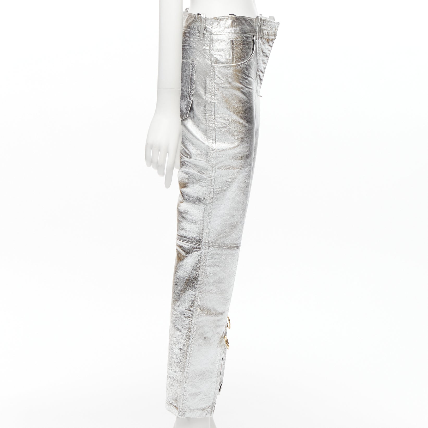 Petar Petrov Silver Moto Pants - 4