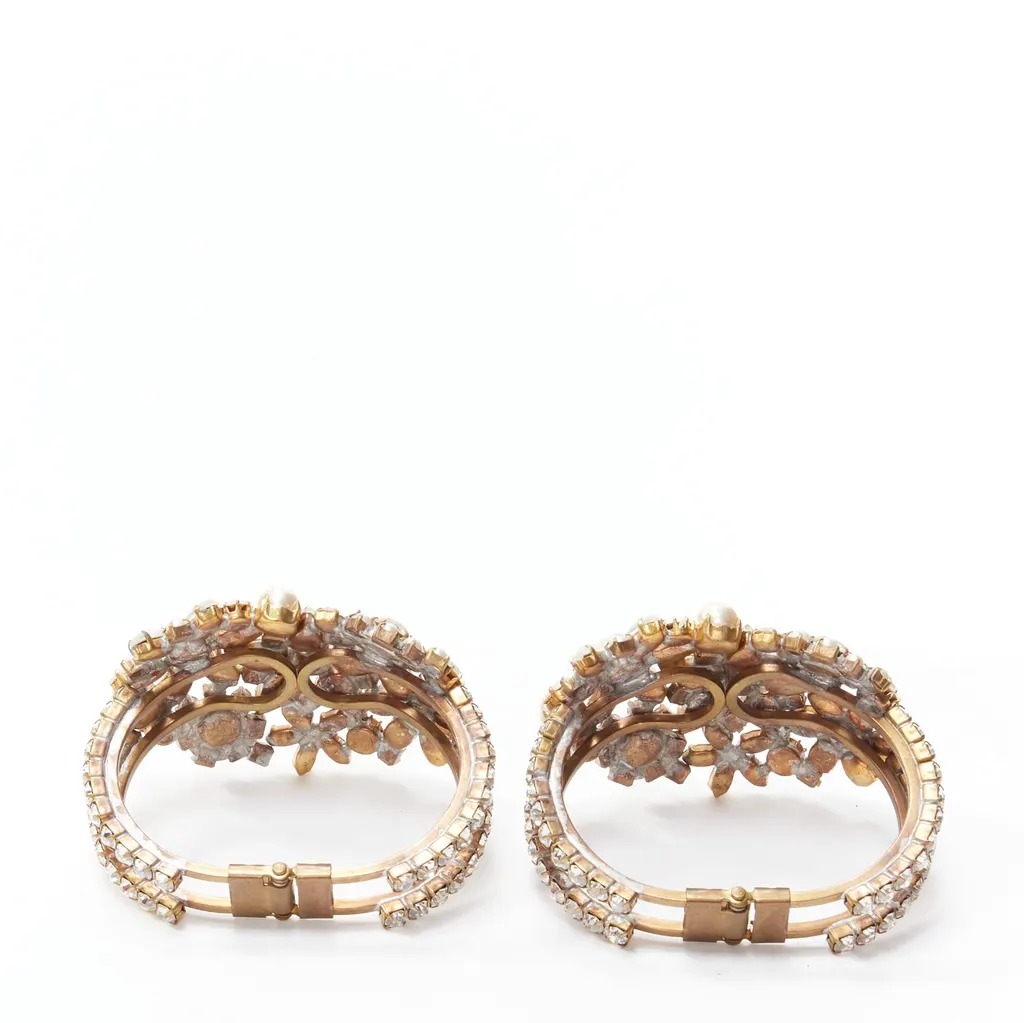 Meadham Kirchhoff Czech Crystal Double Bangle Beige Metal Very good - Back View
