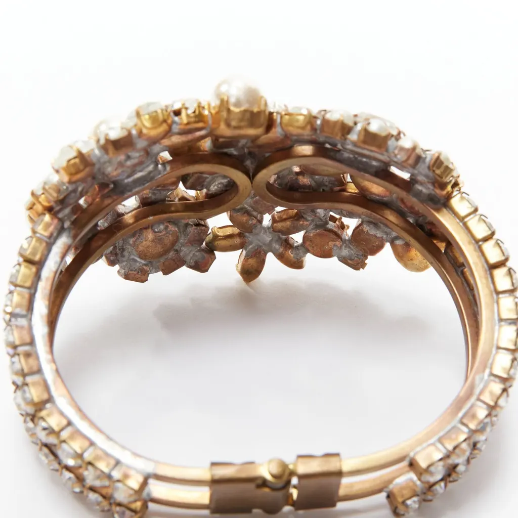 Meadham Kirchhoff Czech Crystal Double Bangle Beige Metal Very good - Box View