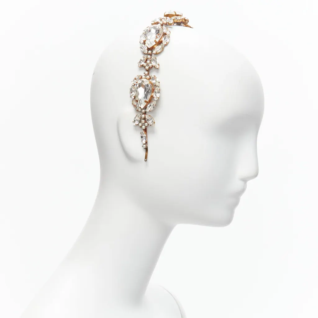 Meadham Kirchhoff Crystal Pearl Headband White Very good - Model View