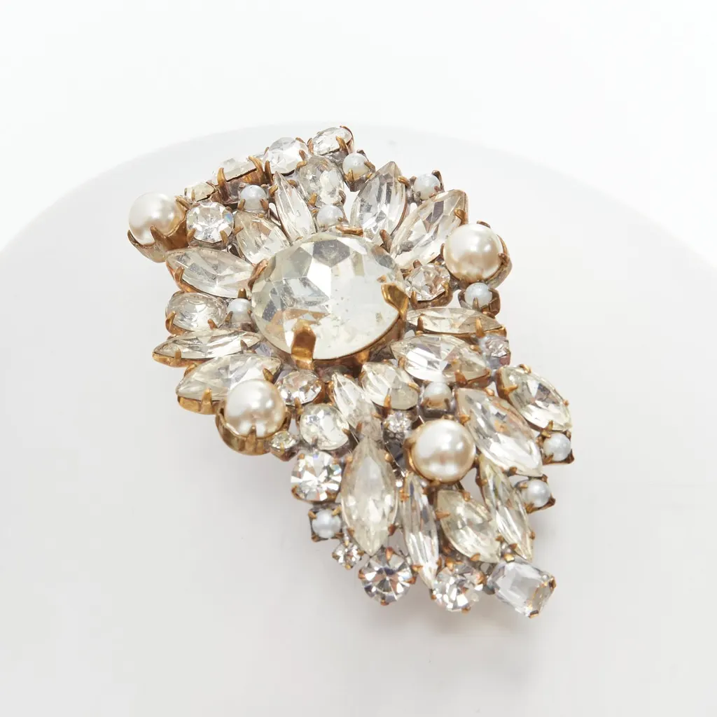 Meadham Kirchhoff Crystal Pearl Hairclip Beige Very good - Back View