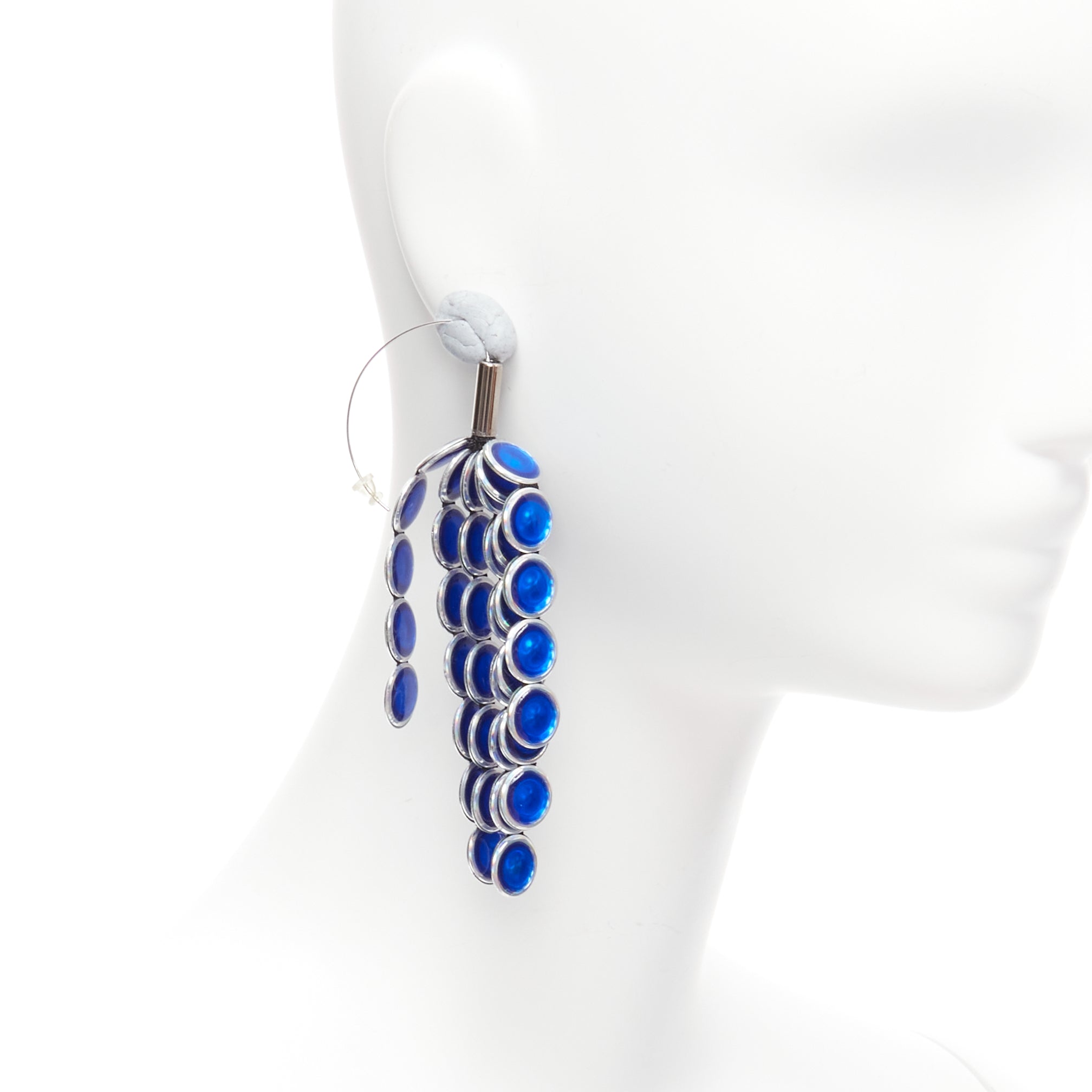 Toga Archives Blue Rhinestone Earrings - Back view