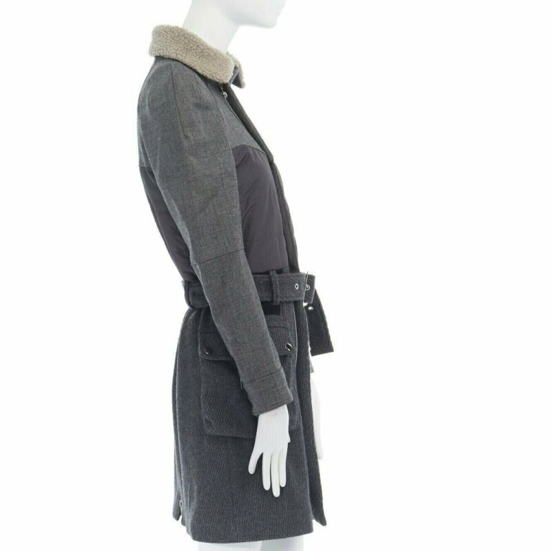 Undercover Shearling Belted Wool Coat - Side view