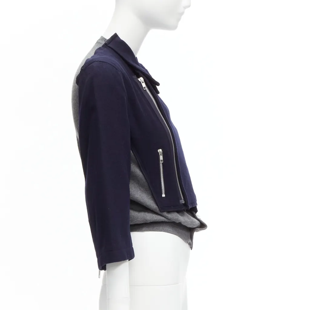 Comme Des Garcons Hybrid Biker Cardigan Navy Wool Never worn - Model View