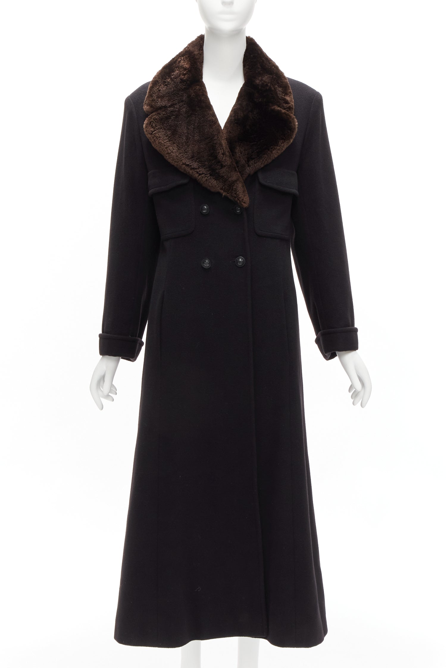 Chanel Brown Fur Collar A-line Coat