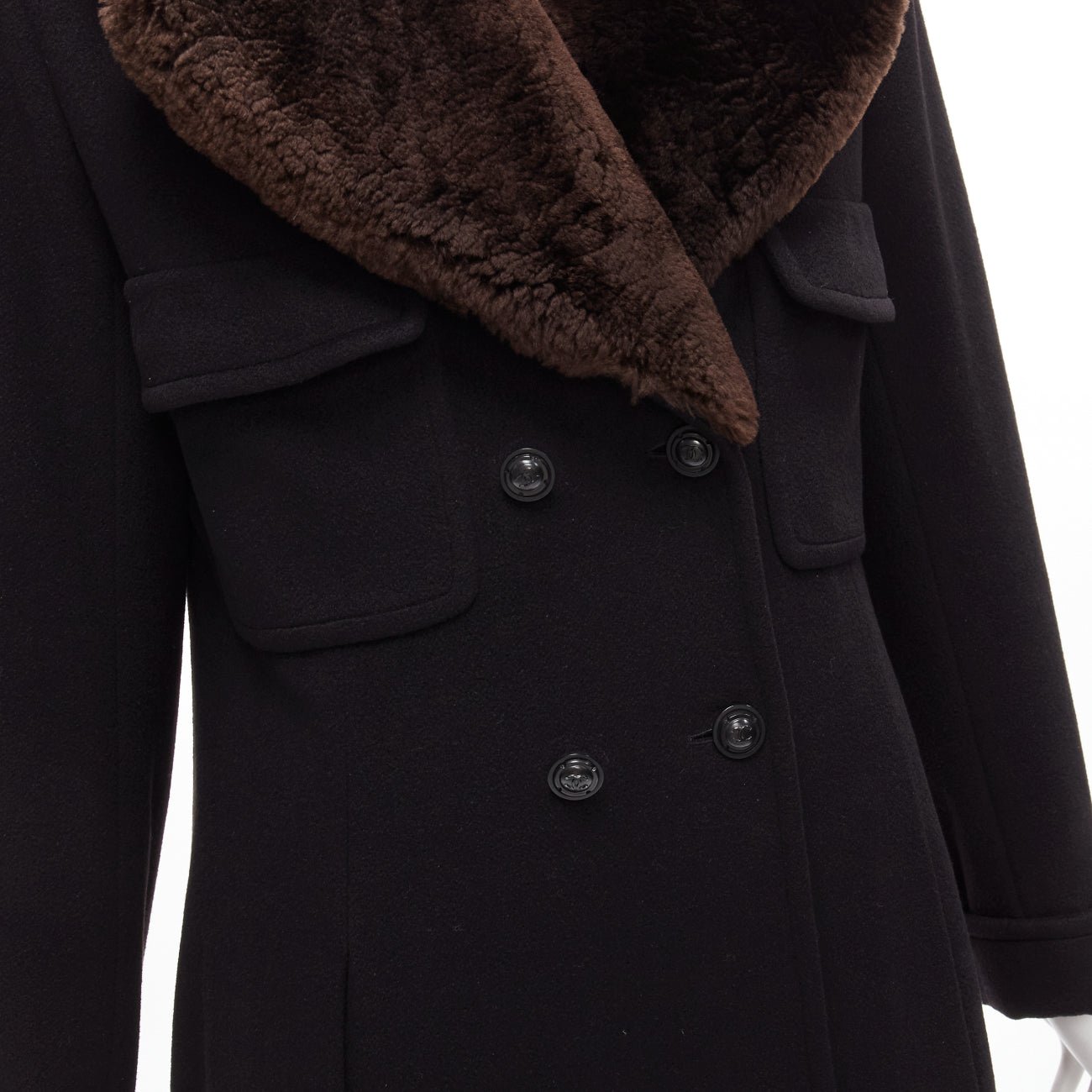 Chanel Brown Fur Collar A-line Coat - Back view