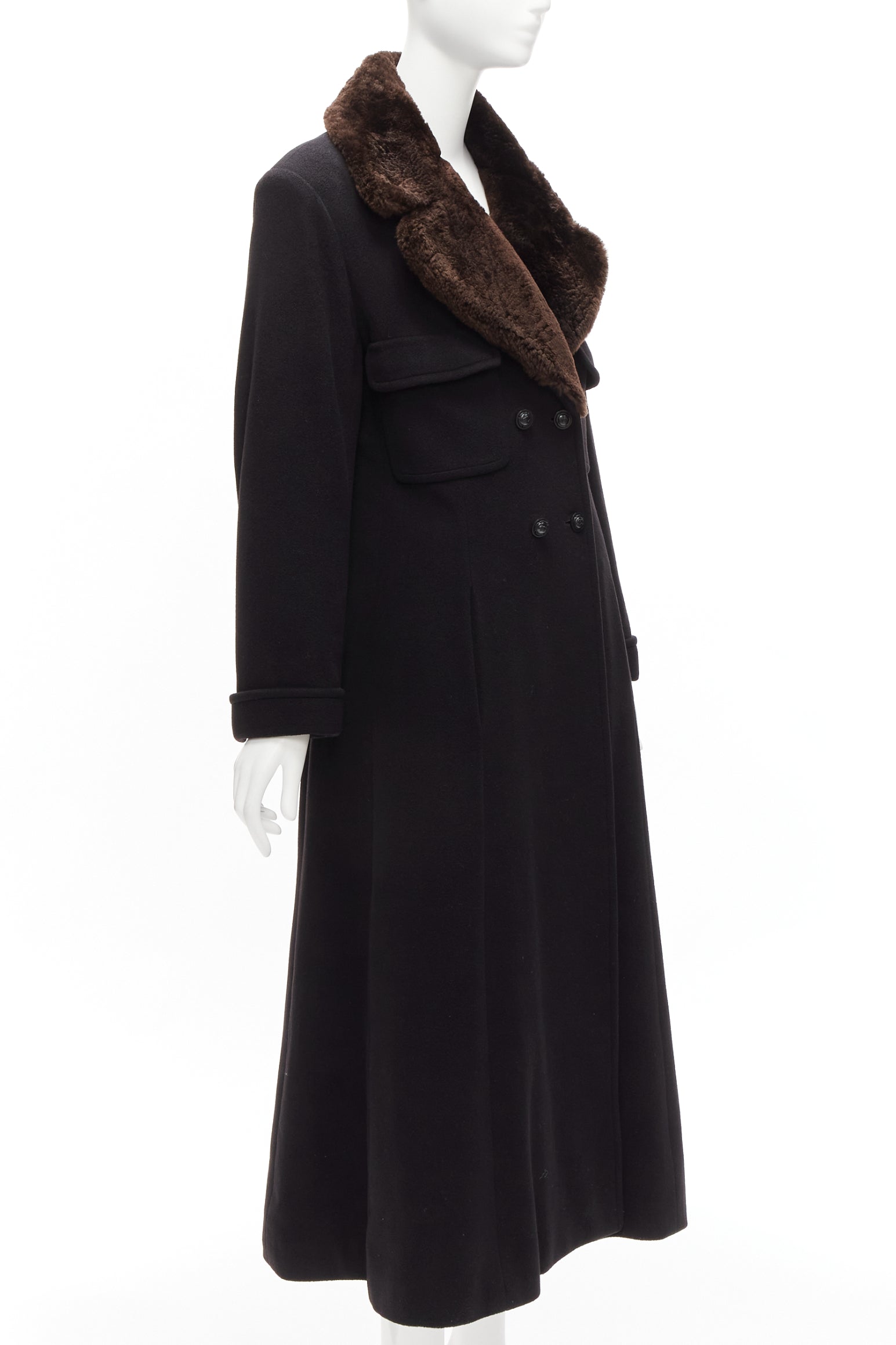 Chanel Brown Fur Collar A-line Coat - 4