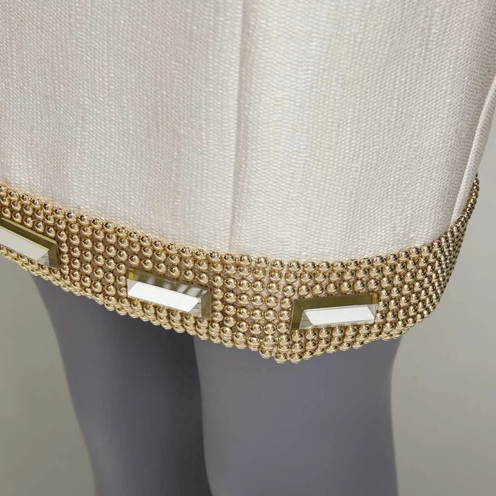 Versace Beaded Hem Dress Beige Viscose Good - Back View