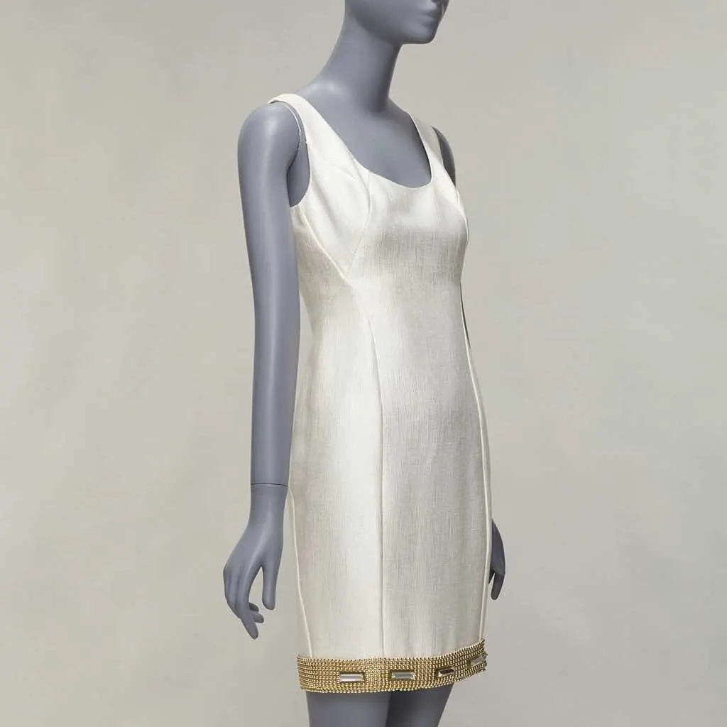 Versace Beaded Hem Dress Beige Viscose Good - Inside View
