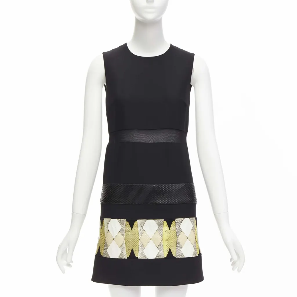 Versace Leather Patch Dress Black Very good - Front View