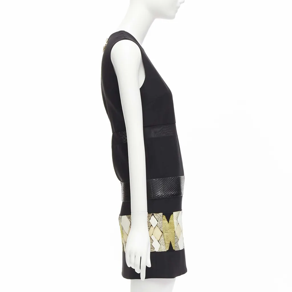 Versace Leather Patch Dress Black Very good - Model View