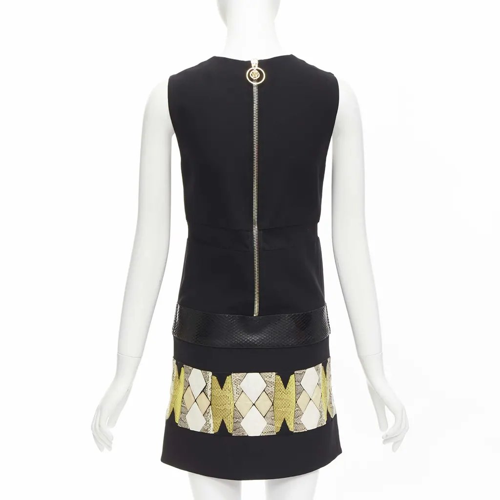 Versace Leather Patch Dress Black Very good - Box View