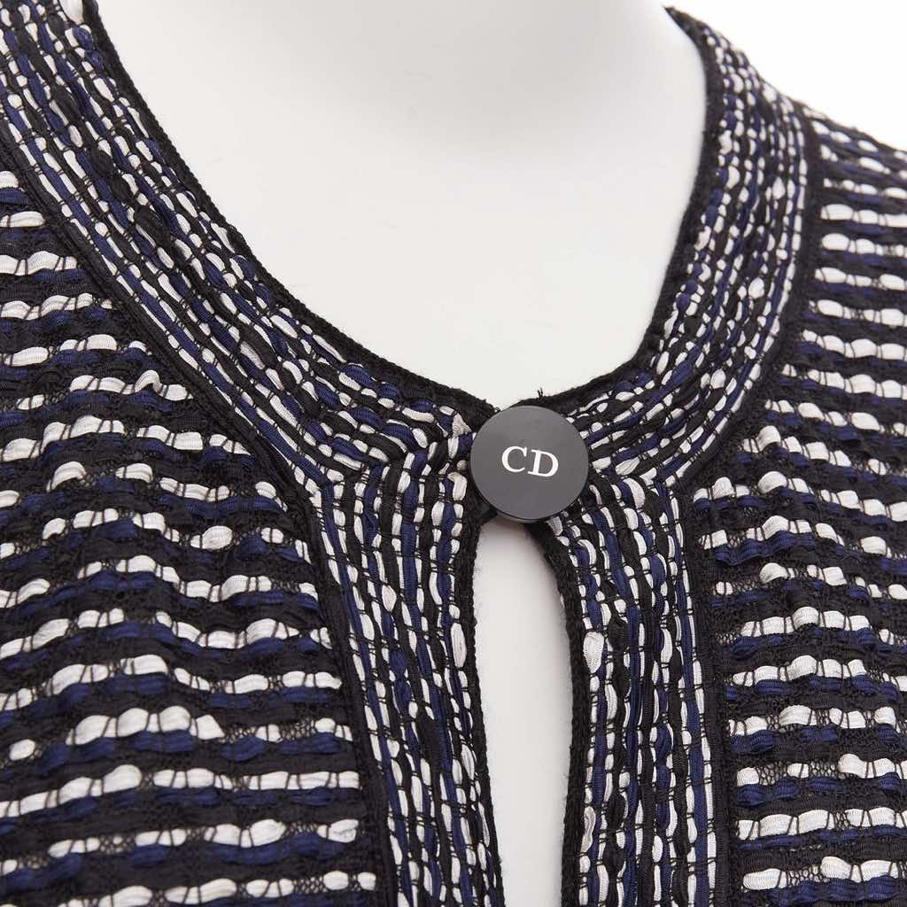 Christian Dior Navy Light Weave Long Coat - Back view