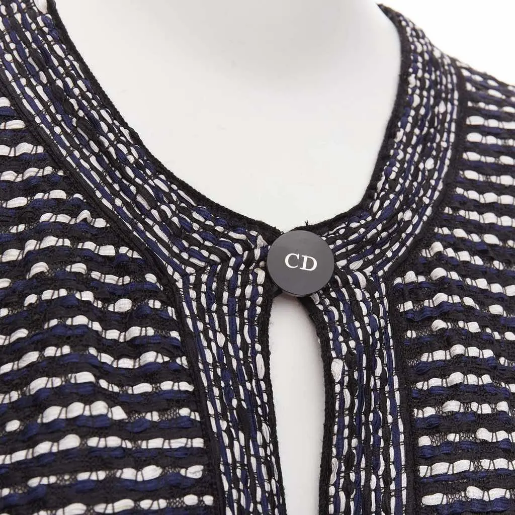 Dior Navy Light Weave Long Coat Navy Polyamide Very good - Back View