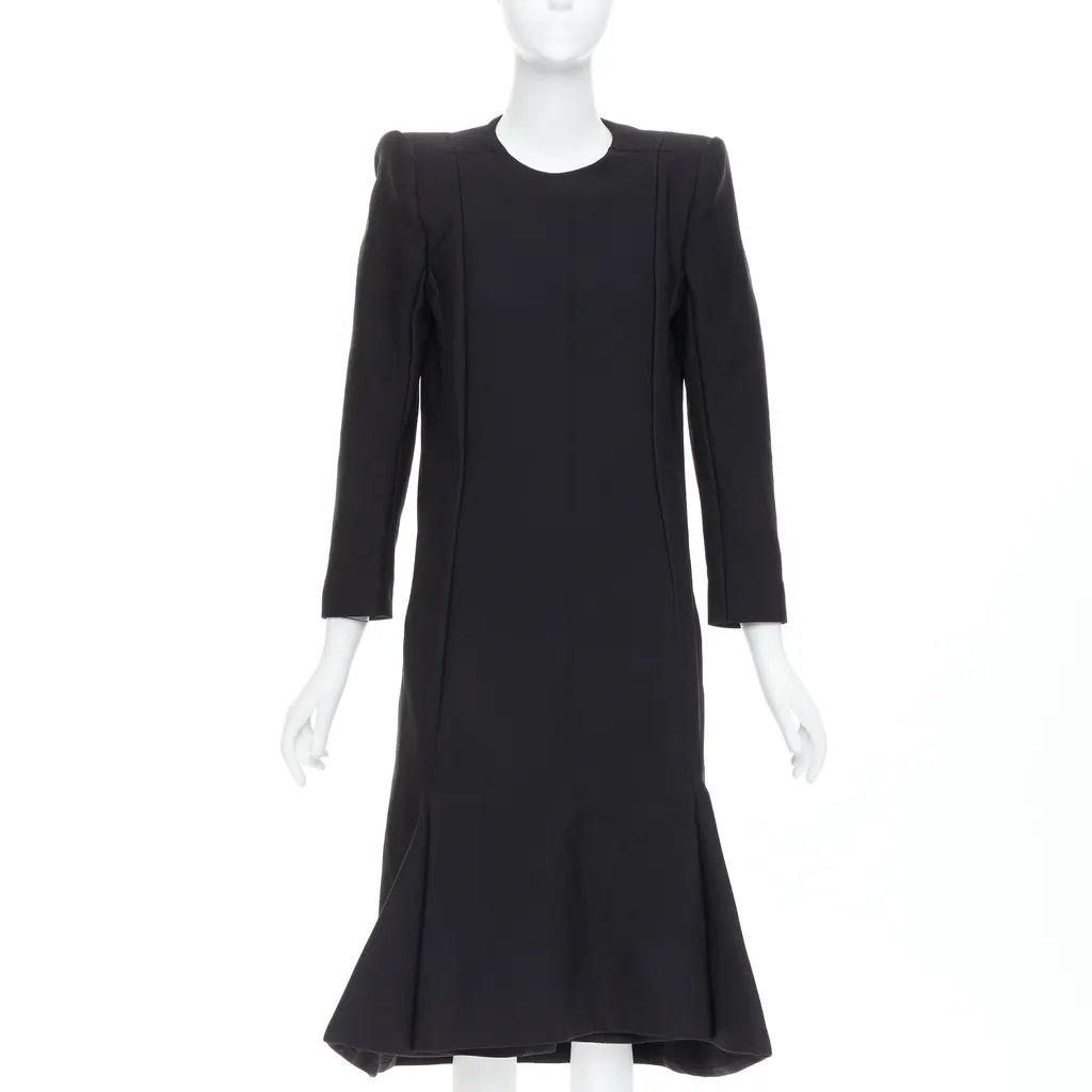 Balenciaga Padded Midi Dress Black Polyamide Very good - Front View