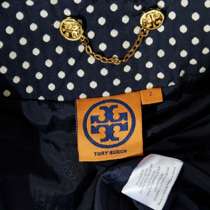 Tory Burch Navy Polka Dot Coat - Image 12