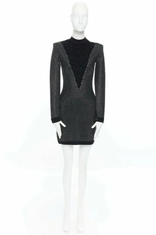 Balmain Fluffy Button Dress Black Good - Inside View