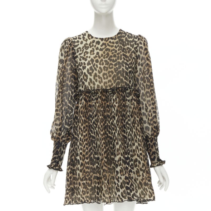 Ganni Leopard Babydoll Dress