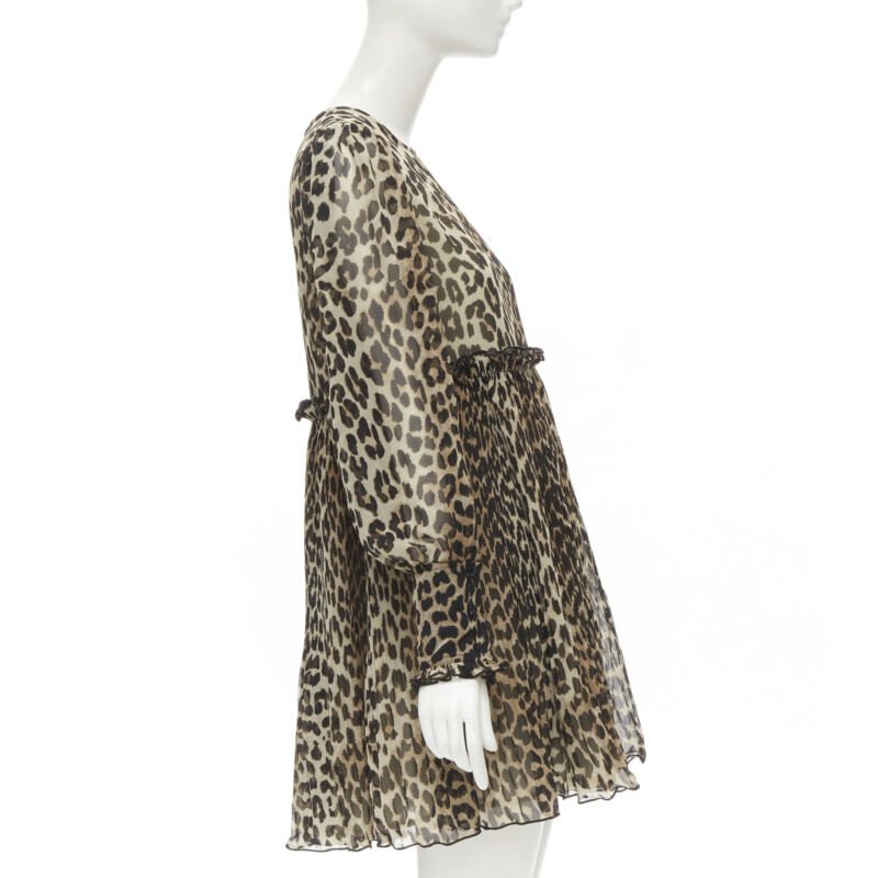 Ganni Leopard Babydoll Dress - 4