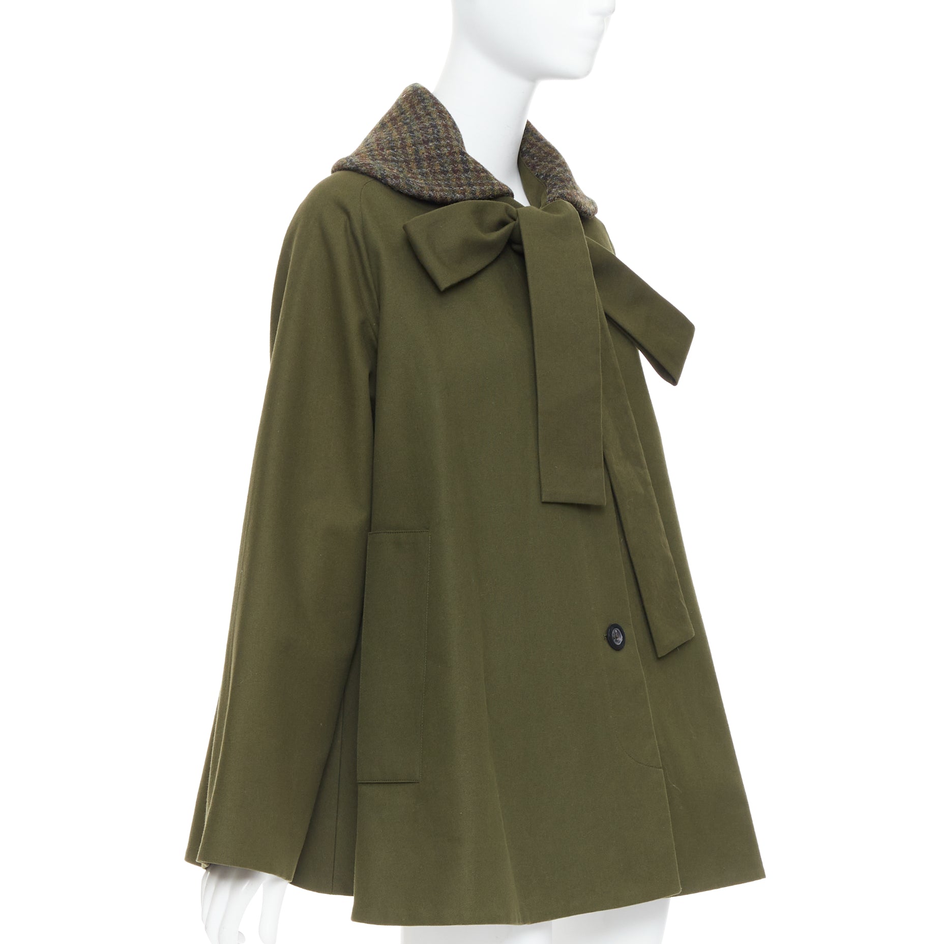 Loewe Green Tweed Swing Coat