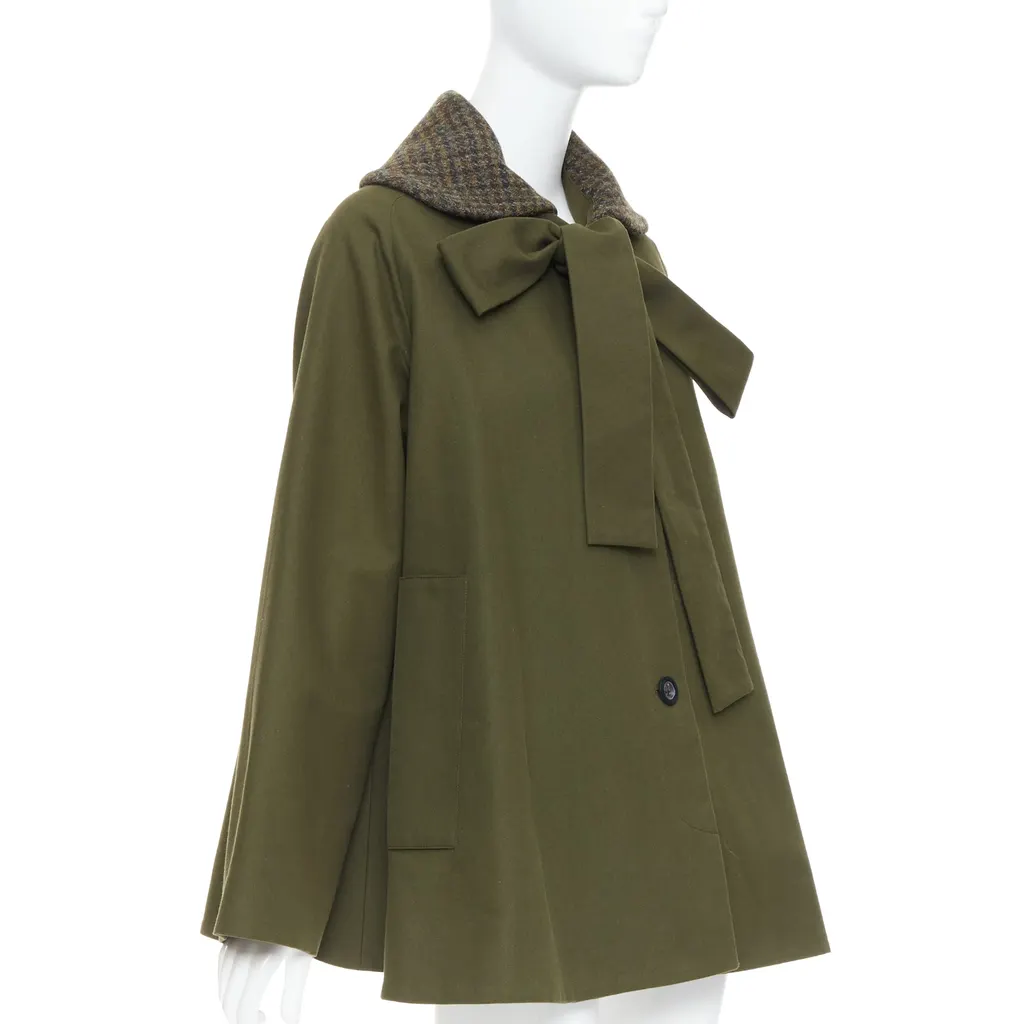 Loewe Green Tweed Swing Coat Green Cotton Very good - Front View