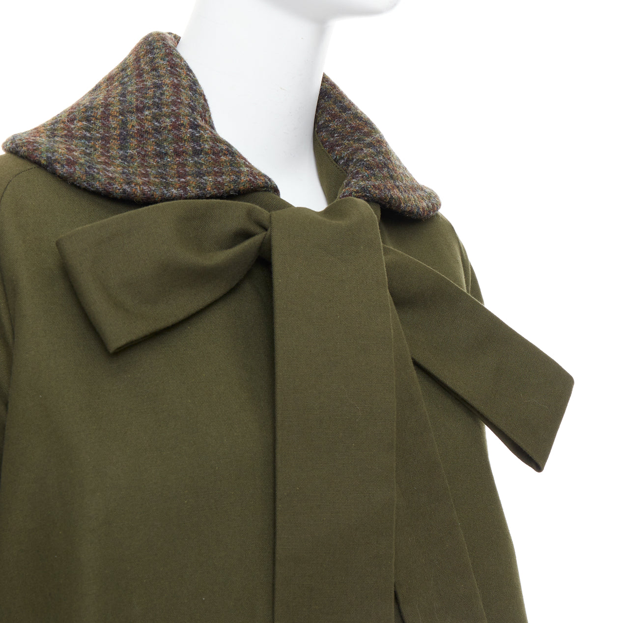 Loewe Green Tweed Swing Coat - Back view