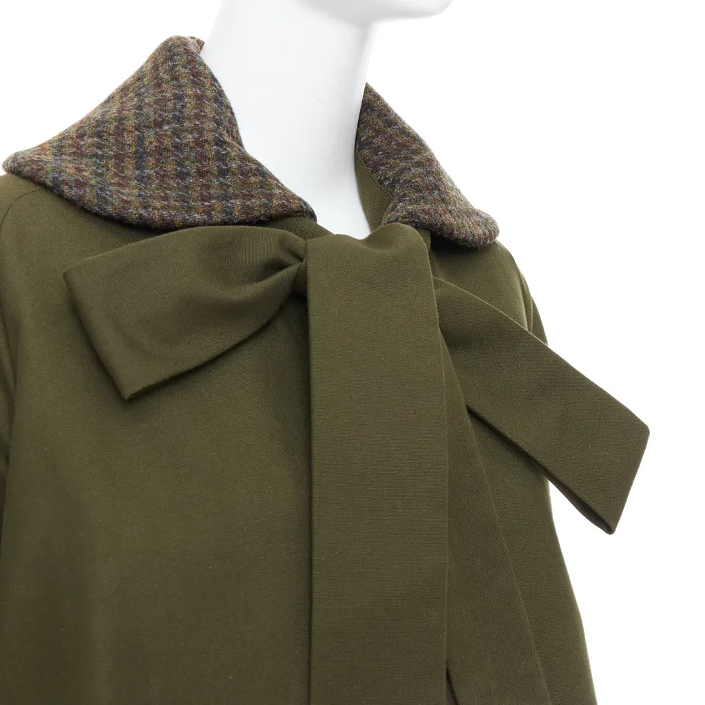 Loewe Green Tweed Swing Coat Green Cotton Very good - Back View