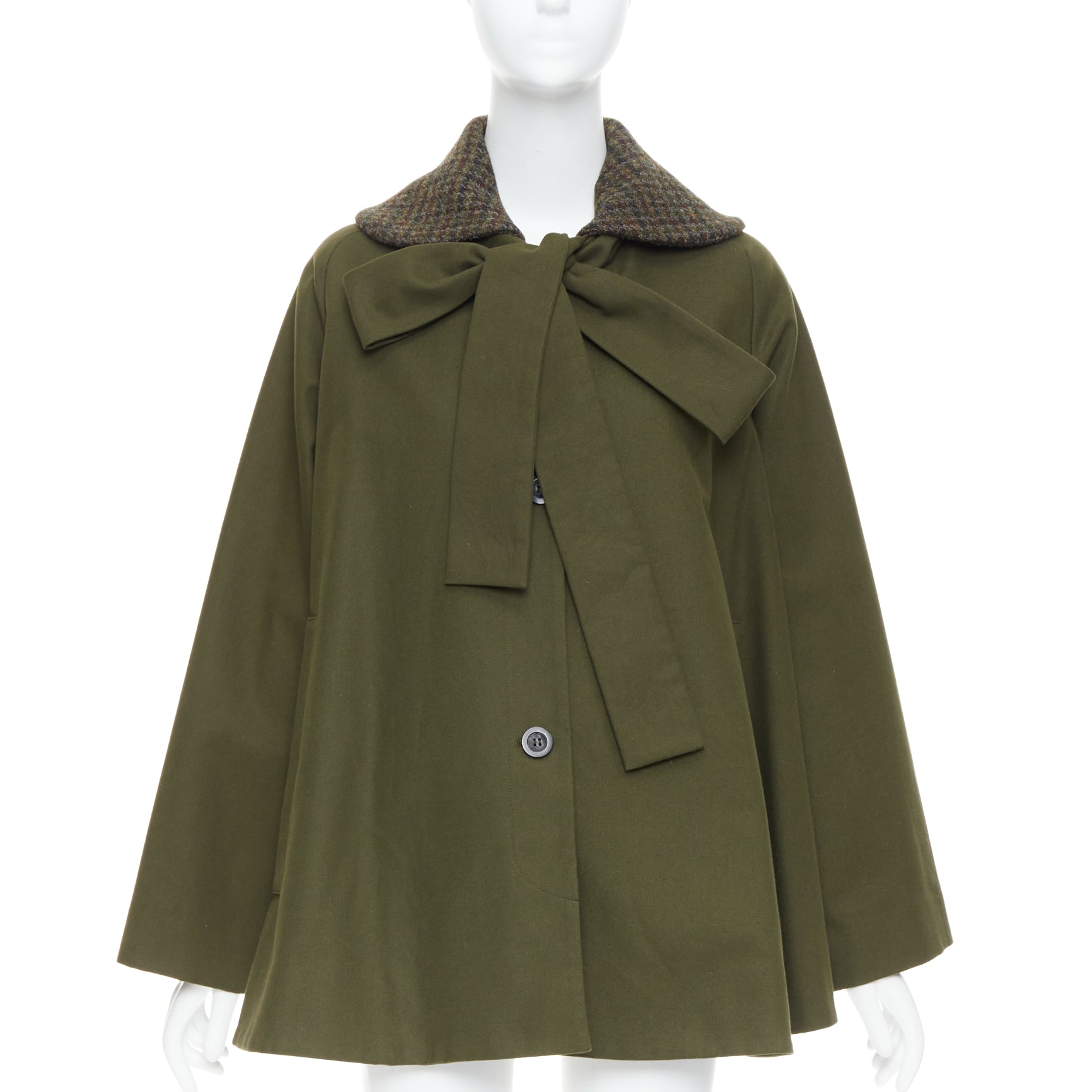 Loewe Green Tweed Swing Coat - Image 6