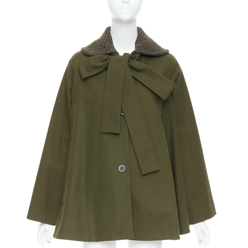 Loewe Green Tweed Swing Coat Green Cotton Very good - Inside View