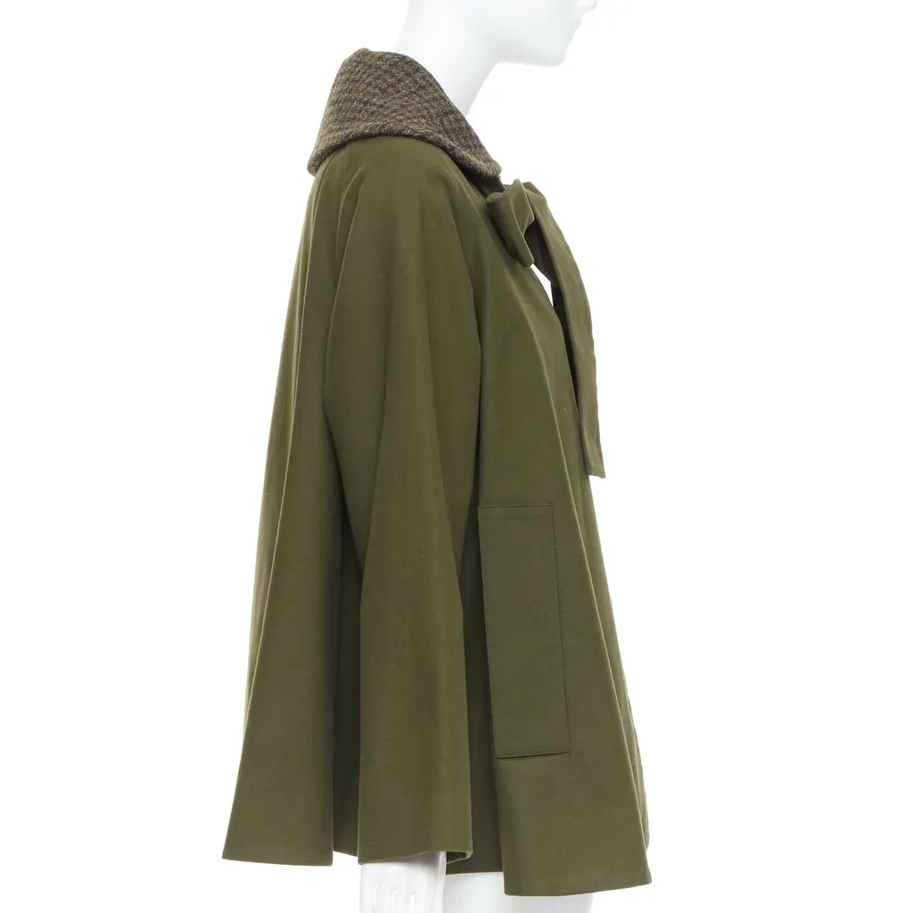 Loewe Green Tweed Swing Coat Green Cotton Very good - Model View