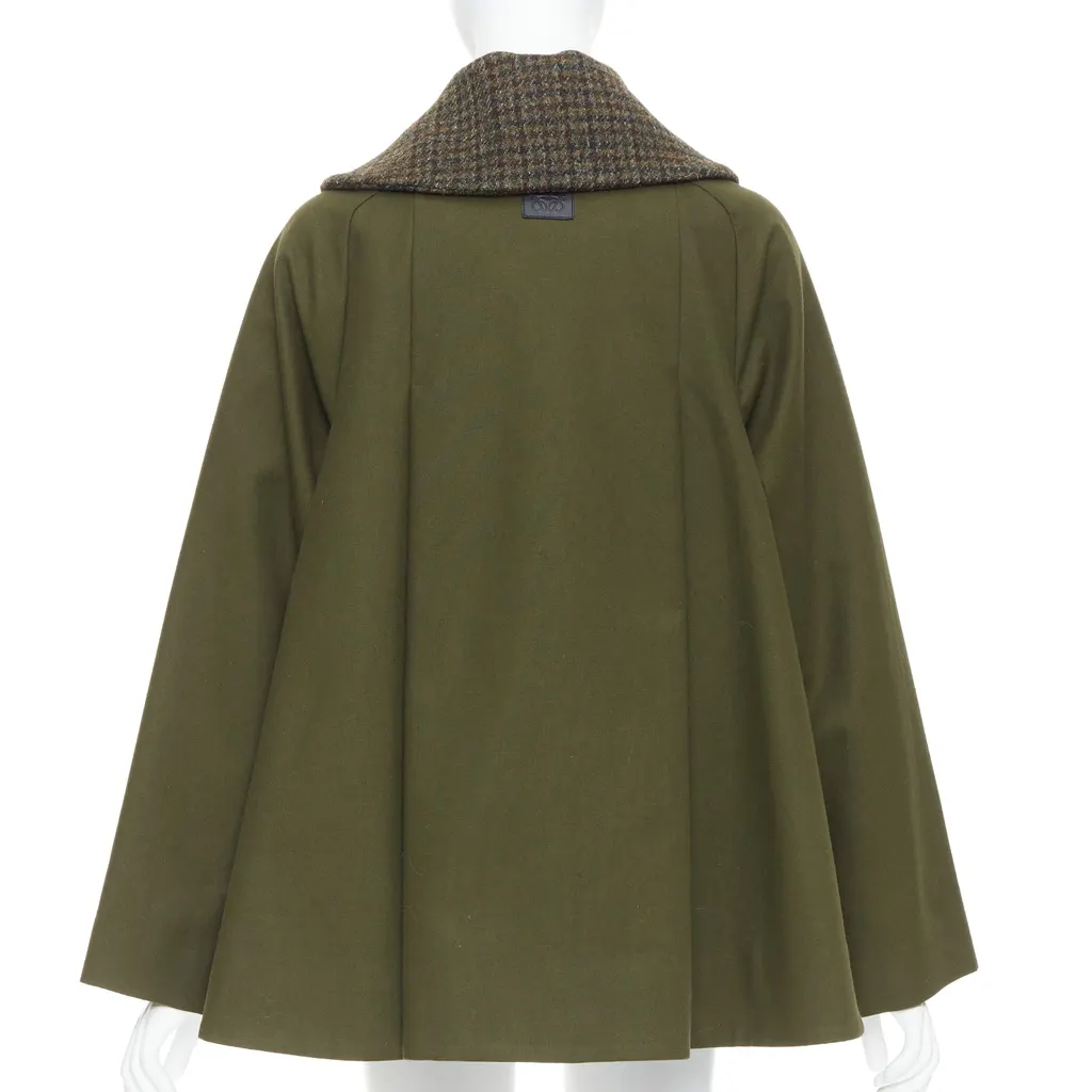 Loewe Green Tweed Swing Coat Green Cotton Very good - Box View