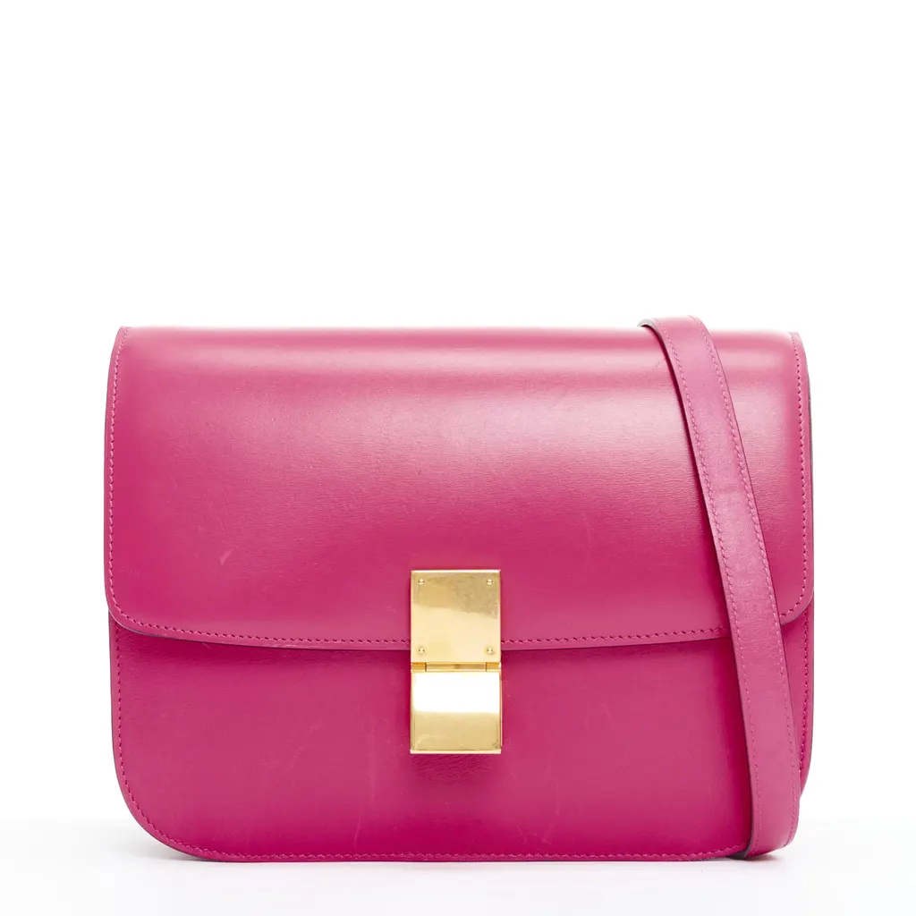 Celine Box Medium Pink Leather Good - Front View