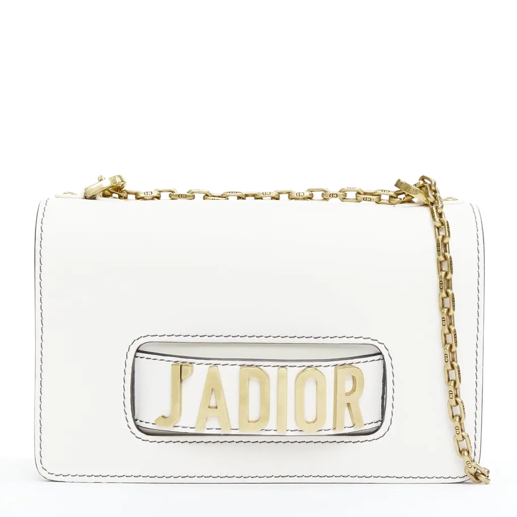 Dior J'Adior Medium White Leather Good - Front View