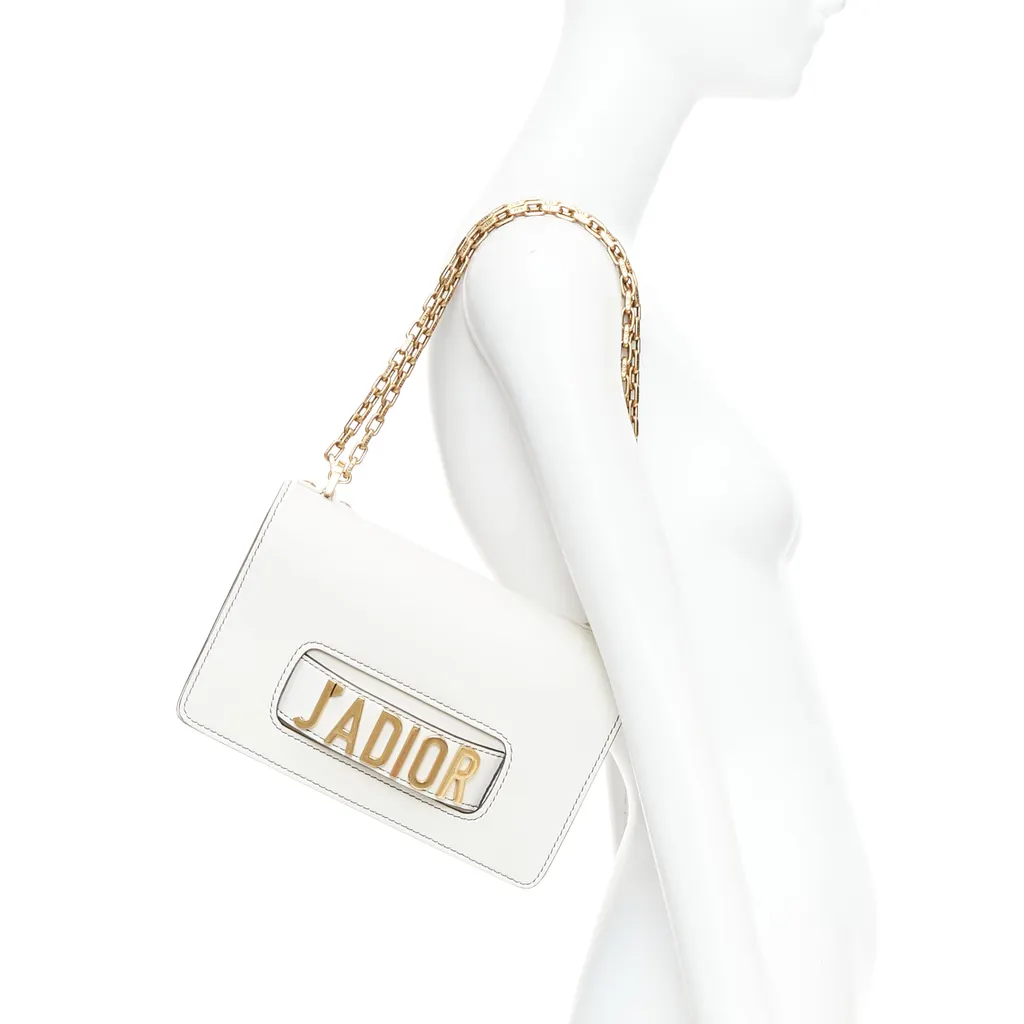 Dior J'Adior Medium White Leather Good - Back View