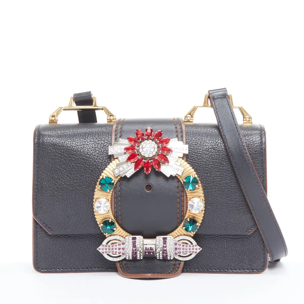 Miu Miu Miu Lady Black Leather Good - Front View