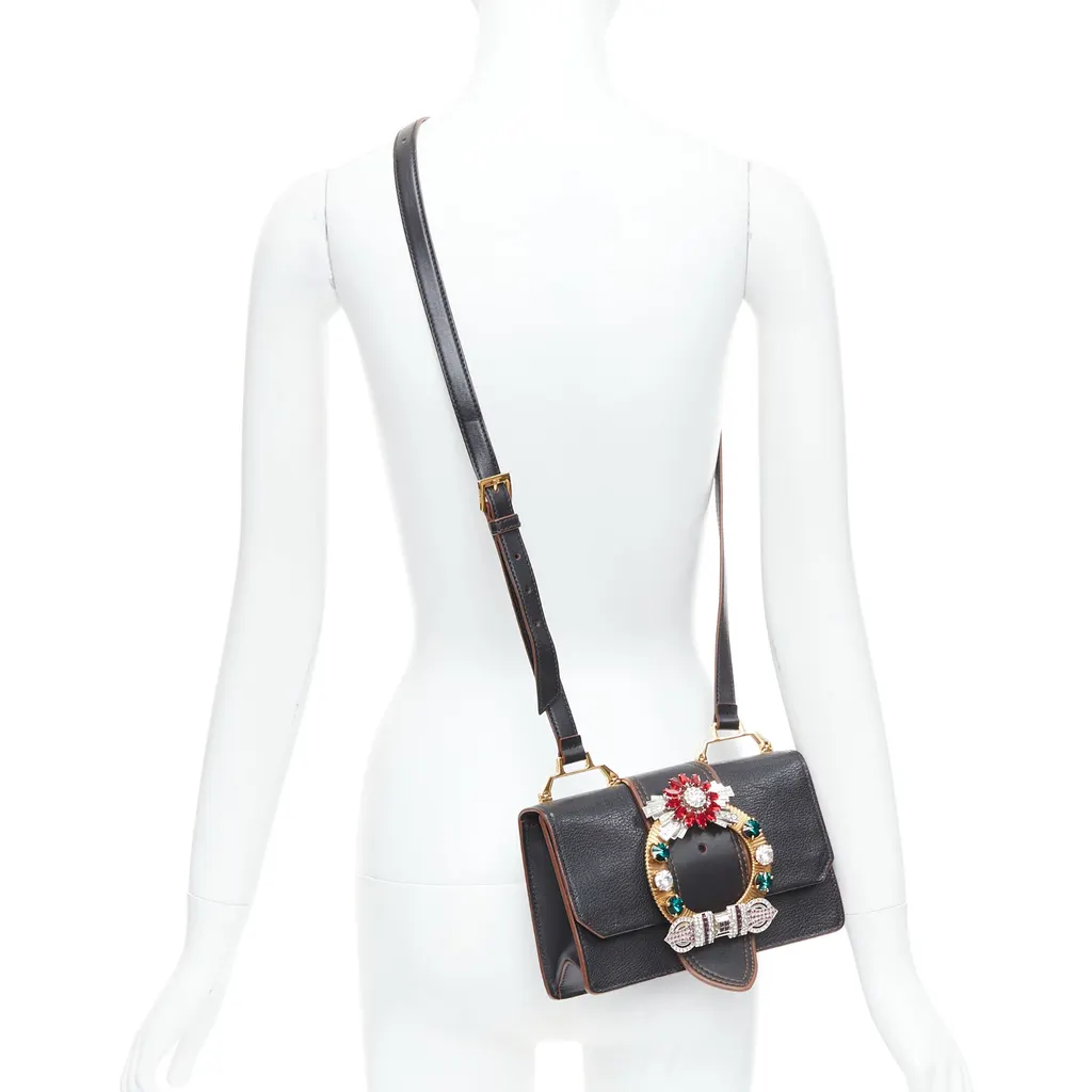 Miu Miu Miu Lady Black Leather Good - Back View