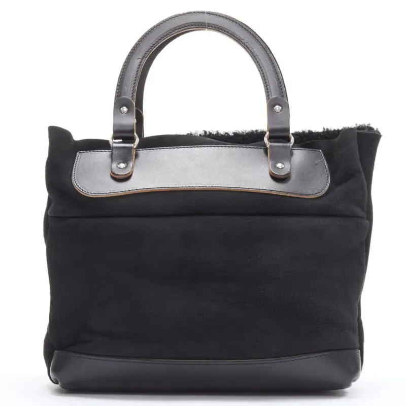 Marni Textured Logo Tote Black Leather Very good - Front View