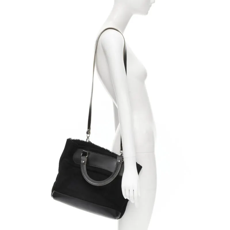 Marni Textured Logo Tote Black Leather Very good - Back View