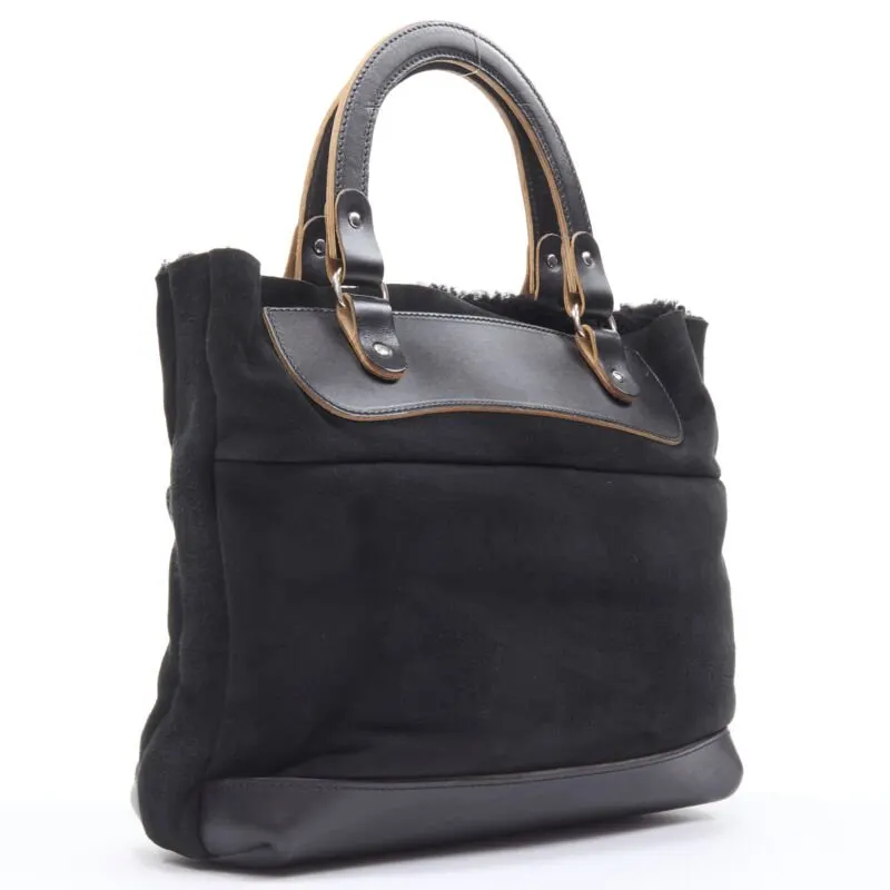 Marni Textured Logo Tote Black Leather Very good - Inside View
