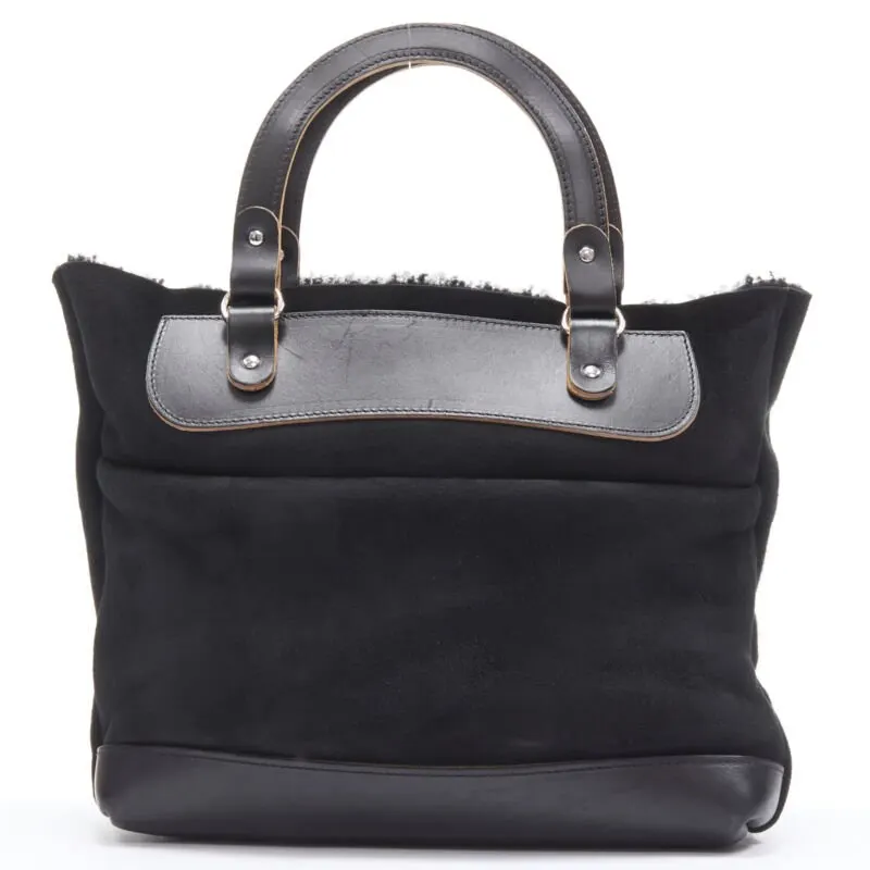 Marni Textured Logo Tote Black Leather Very good - Box View