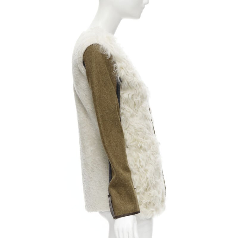 Marni Cream Shearling Winter Coat - Side view