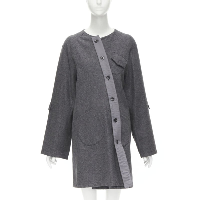 Miu Miu Grey Wool Button Coat