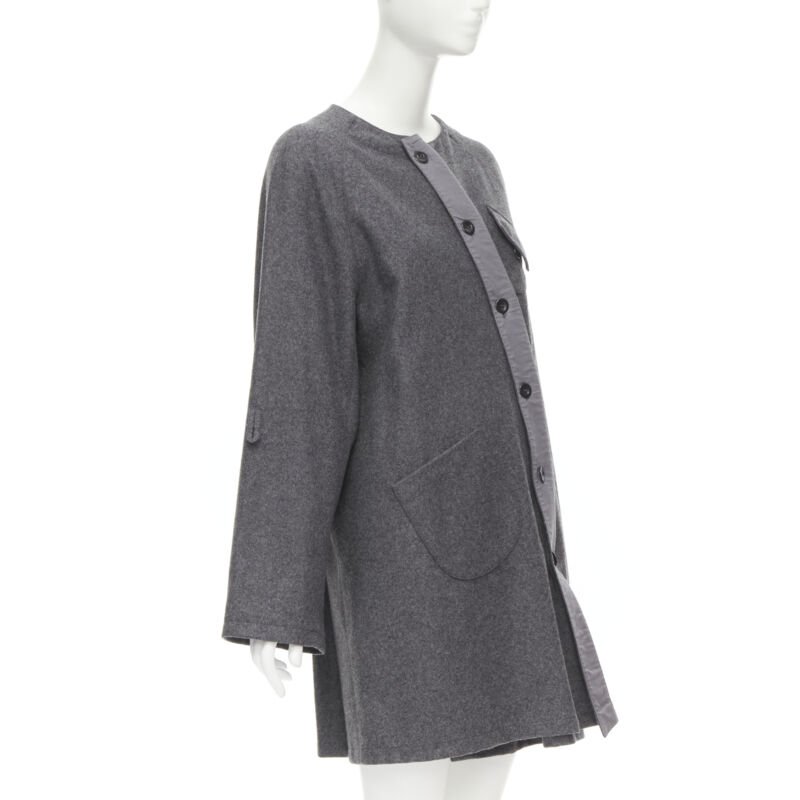 Miu Miu Grey Wool Button Coat - 4